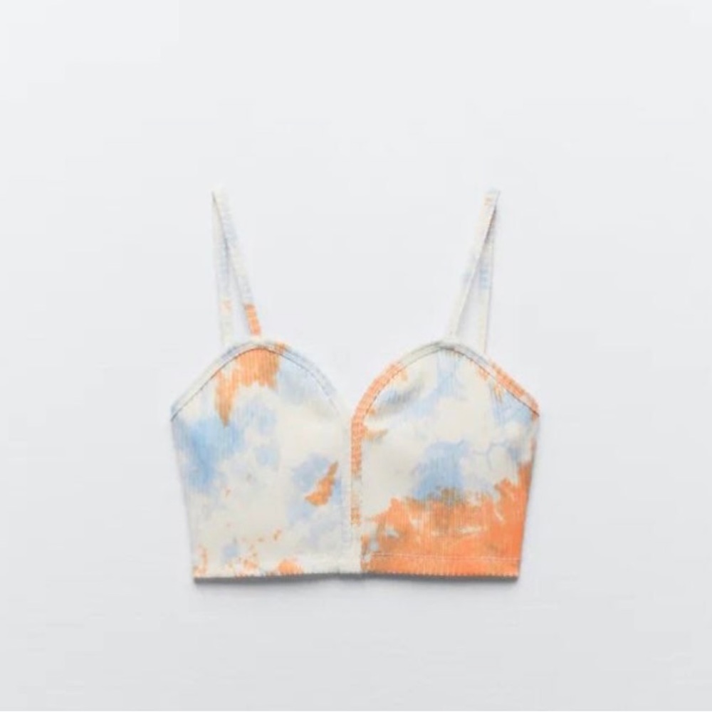 ZARA TIE-DYE RIBBED CROP TOP